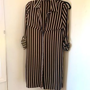 Striped Button Up Shirt Dress / Duster Jacket